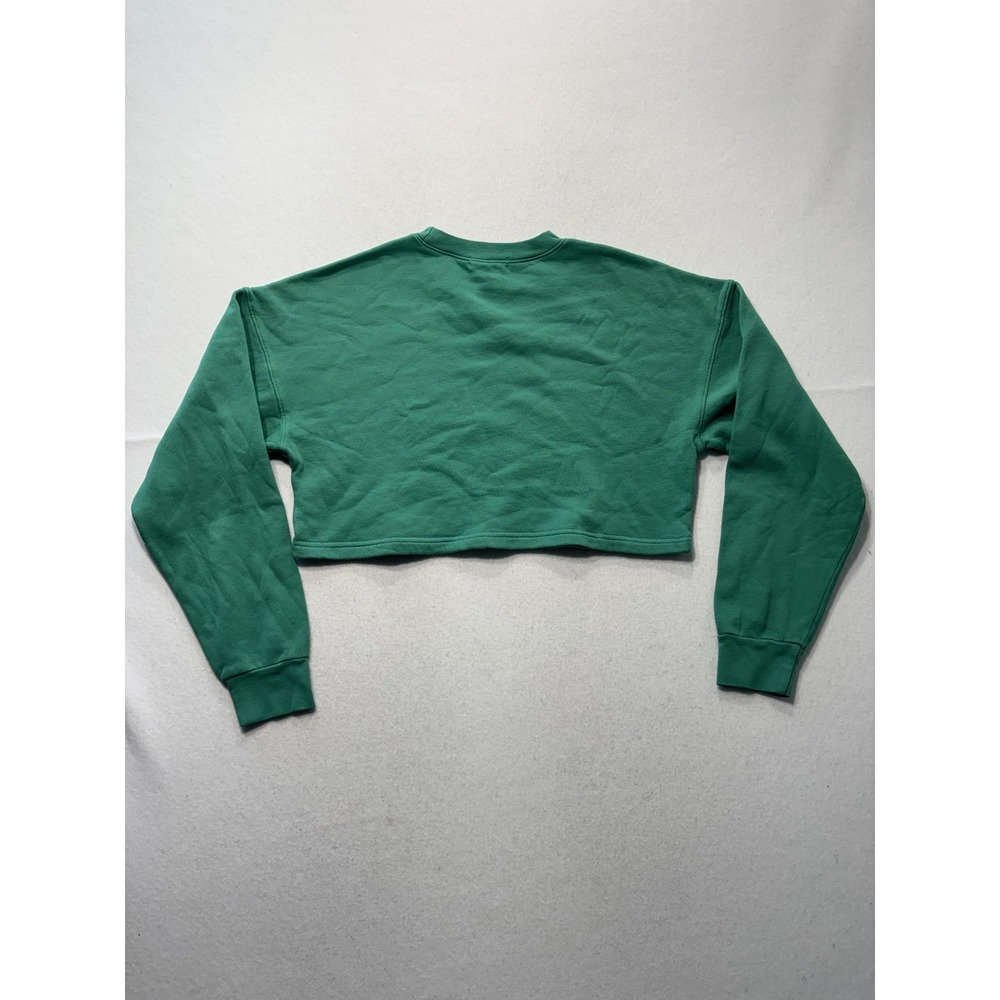URTHWEAR Sweatshirt Womens Small Green Organic Cotton Cropped Fleece Pullover - Picture 10 of 11